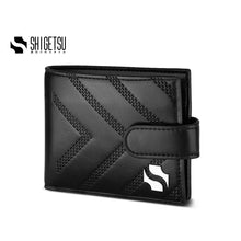 Load image into Gallery viewer, Shigetsu UENO Leather Wallet with button lock  for men card holder short bifold wallet gift for men