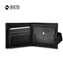 Load image into Gallery viewer, Shigetsu UENO Leather Wallet with button lock  for men card holder short bifold wallet gift for men