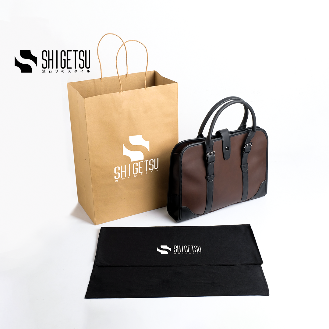 Shigetsu FUJISAWA Debossed Monogram Bag Leather Sling Bag for School for Men